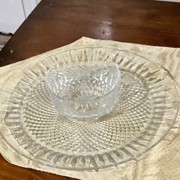 Durand Intl Vintage Arcoroc Luminar 2 pc Bowl & Plate Glass Snack Serving Set - Picture 2 of 7